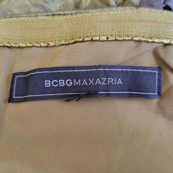 BCBG Max Azria Simsom Olive Taffeta Mini Dress 0 - Picture 4 of 4
